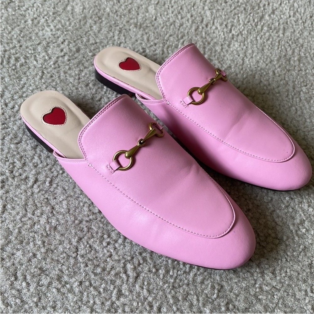 Pretty Barbie pink fake Gucci slides